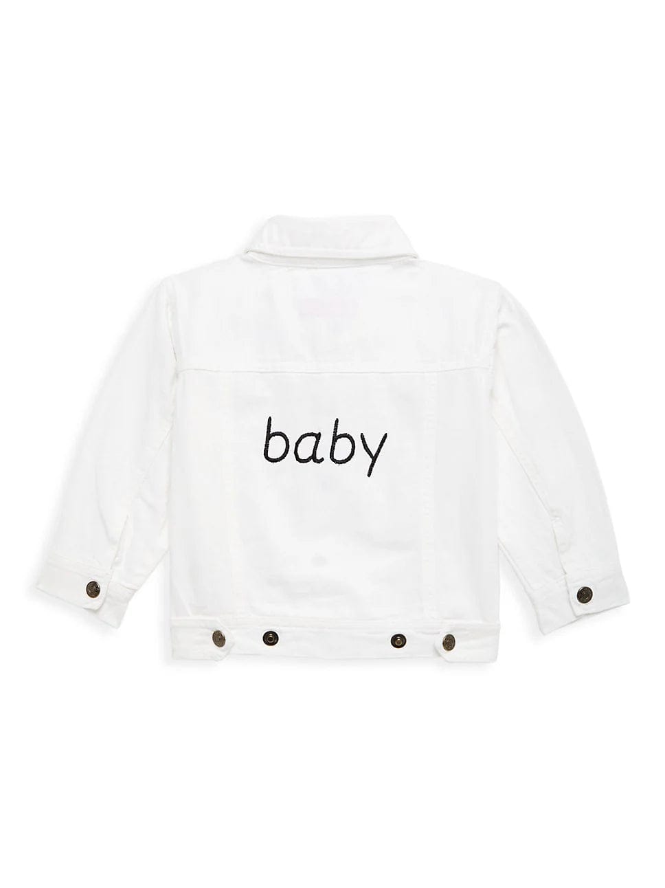 juju + stitch Personalized Custom Embroidered "baby" White Denim Jacket