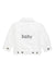 juju + stitch Personalized Custom Embroidered "baby" White Denim Jacket