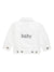 juju + stitch Personalized Custom Embroidered "baby" White Denim Jacket
