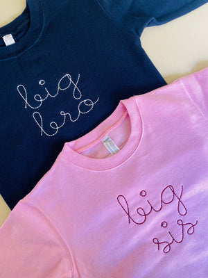 juju + stitch Personalized Custom Embroidered big bro + big sis Crewneck Fleece Sweatshirt