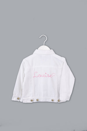 juju + stitch Personalized Custom Embroidered Denim 6/12 Months / White Denim Baby Denim Jacket