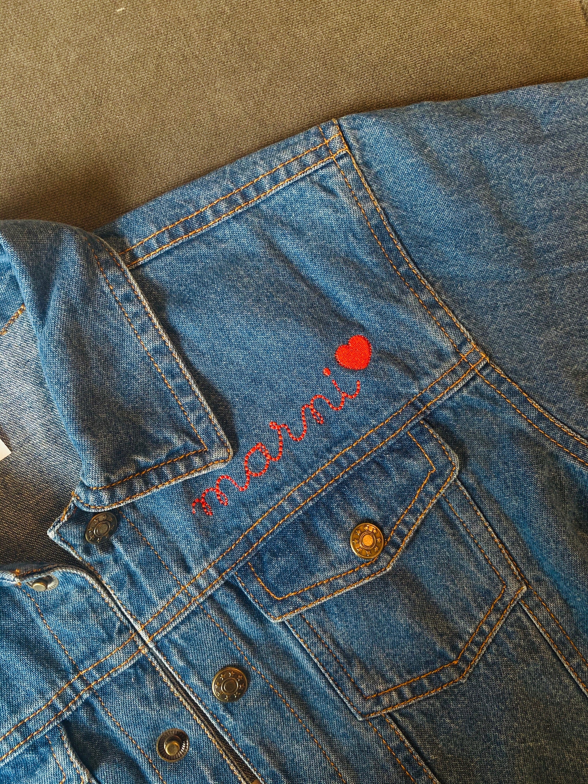 Kids personalised denim jacket  Baby denim jacket, Jackets