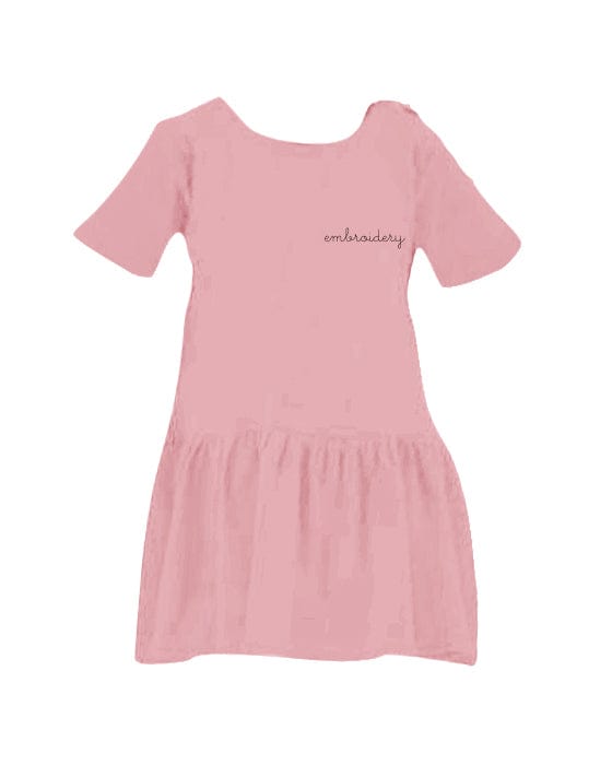 Personalized cotton shortsleeve dress with embroidery for baby and little kid.