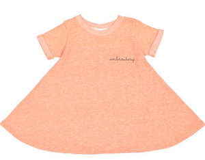 juju + stitch Personalized Custom Embroidered Dress 2T / Tri-Peach Little Kids French Terry Dress