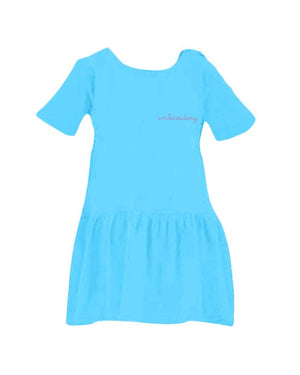 juju + stitch Personalized Custom Embroidered Dress 6M / Aqua Baby Cotton Dress