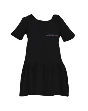 juju + stitch Personalized Custom Embroidered Dress 6M / Black Baby Cotton Dress