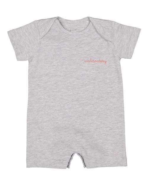 Personalized baby cotton romper with custom embroidered name across chest