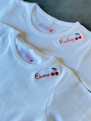 juju + stitch Personalized Custom Embroidered Dress 6M / White Baby Cotton Dress