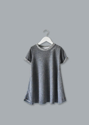juju + stitch Personalized Custom Embroidered Dress S (6-8) / Tri-Navy Big Kids French Terry Dress