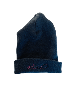 juju + stitch Personalized Custom Embroidered Icons Black / No Icon (Text Only) Beanie Hat