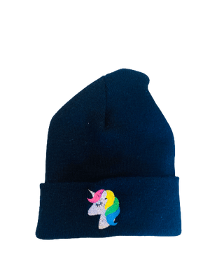 juju + stitch Personalized Custom Embroidered Icons Black / Unicorn Beanie Hat