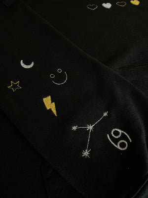 juju + stitch Personalized Custom Embroidered Icons Cancer / Left Chest Zodiac / Horoscope Constellations