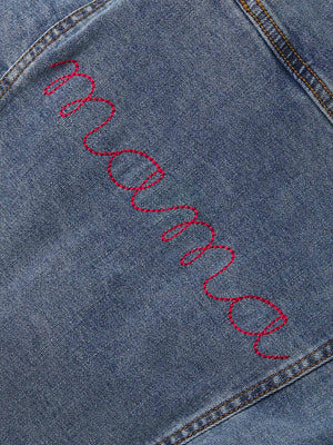 juju + stitch Personalized Custom Embroidered "mama" Adult Blue Denim Jacket