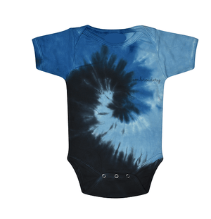 Baby Tie-Dye Shortsleeve Onesie juju + stitch 6M / Deep Blue custom embroidered script tie dye onesie