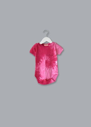 Baby Tie-Dye Shortsleeve Onesie juju + stitch 6M / Spiral Pink custom embroidered script tie dye onesie