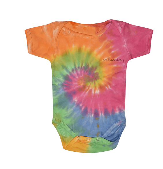 Personalized tie dye baby onesie with embroidered name