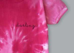 Baby Tie-Dye Shortsleeve Onesie juju + stitch  custom embroidered script tie dye onesie