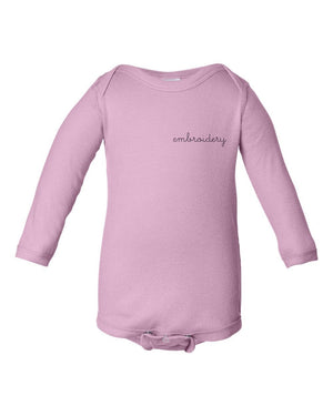 Baby Longsleeve Onesie juju + stitch NB / Pink custom personalized script embroidered baby onesie bodysuit