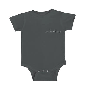 Baby Shortsleeve Onesie juju + stitch Newborn / Asphalt custom personalized script embroidered baby onesie bodysuit
