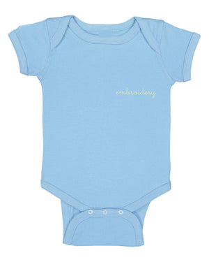 juju + stitch Personalized Custom Embroidered Onesie Newborn / Baby Blue Baby Shortsleeve Onesie