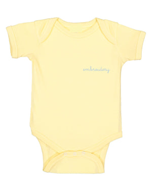 juju + stitch Personalized Custom Embroidered Onesie Newborn / Baby Yellow Baby Shortsleeve Onesie