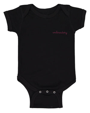 Baby Shortsleeve Onesie juju + stitch Newborn / Black custom personalized script embroidered baby onesie bodysuit