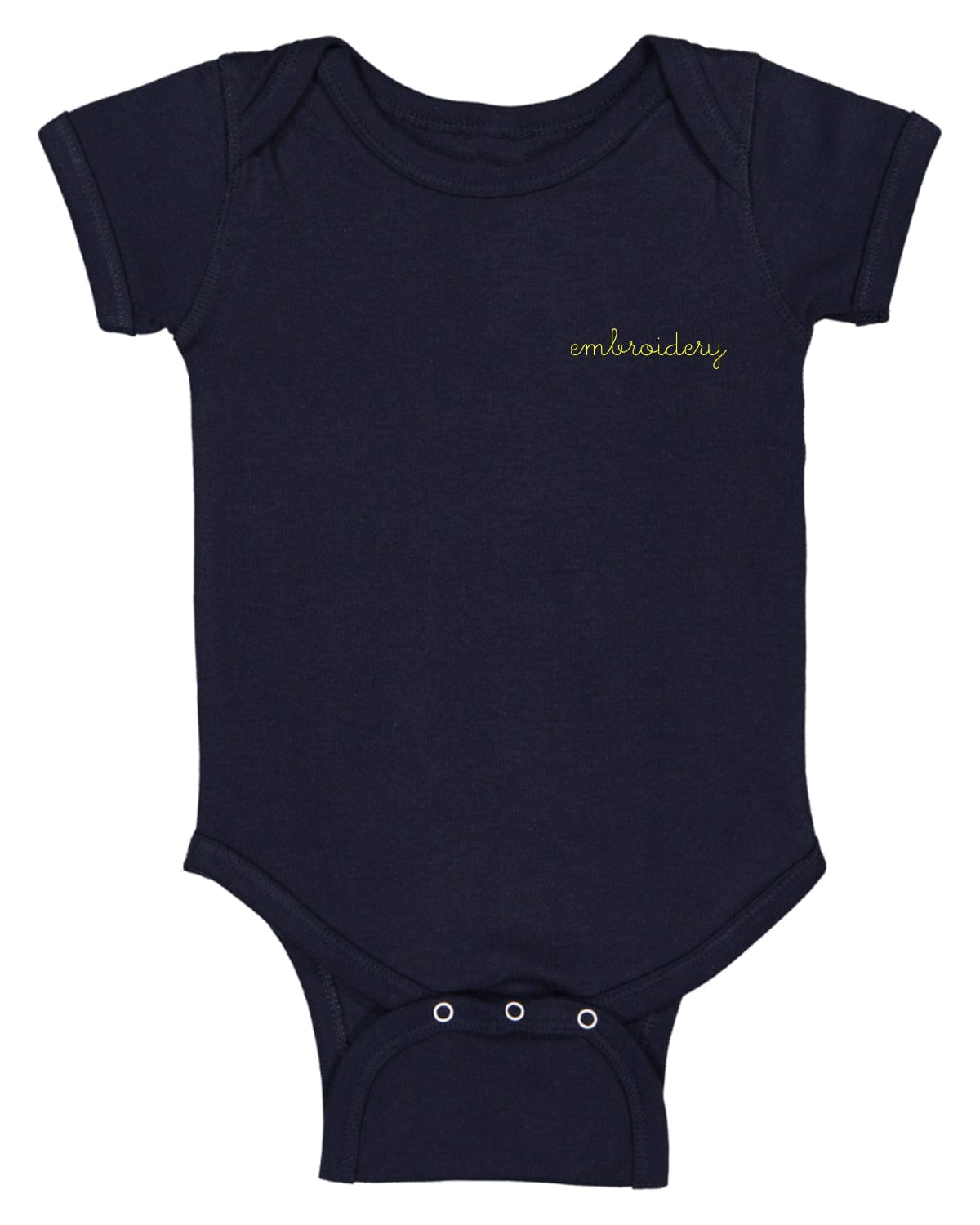 Personalized baby shortsleeve onesie with custom embroidery in soft cotton