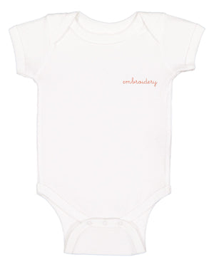 Baby Shortsleeve Onesie juju + stitch Newborn / White custom personalized script embroidered baby onesie bodysuit