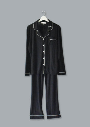 juju + stitch Personalized Custom Embroidered Pajamas Adult Small / Black Adult Longsleeve Pajama Set