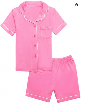 juju + stitch Personalized Custom Embroidered Pajamas Kids 5/6 / Pink New! Kids Shortsleeve Pajama Set