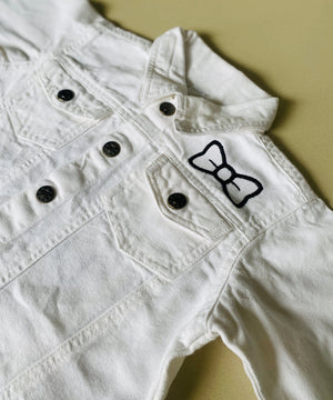 juju + stitch Personalized Custom Embroidered ring bearer White Denim Jacket