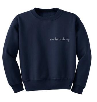 Big Kids Classic Crewneck Fleece Sweatshirt juju + stitch S (6-8) / Navy custom personalized script embroidered crewneck fleece sweatshirt