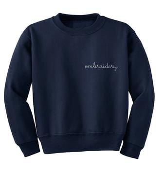 Big Kids Classic Crewneck Fleece Sweatshirt juju + stitch S (6-8) / Navy custom personalized script embroidered crewneck fleece sweatshirt