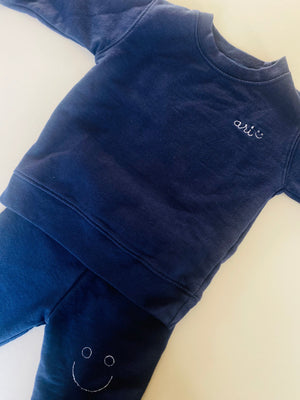 juju + stitch Personalized Custom Embroidered Sweatpants 6/12 Months / Navy Baby + Little Kid Sweatpants