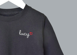 Little Kids Classic Crewneck Sweatshirt juju + stitch 2T / Black custom personalized script embroidered kids crewneck fleece sweatshirt