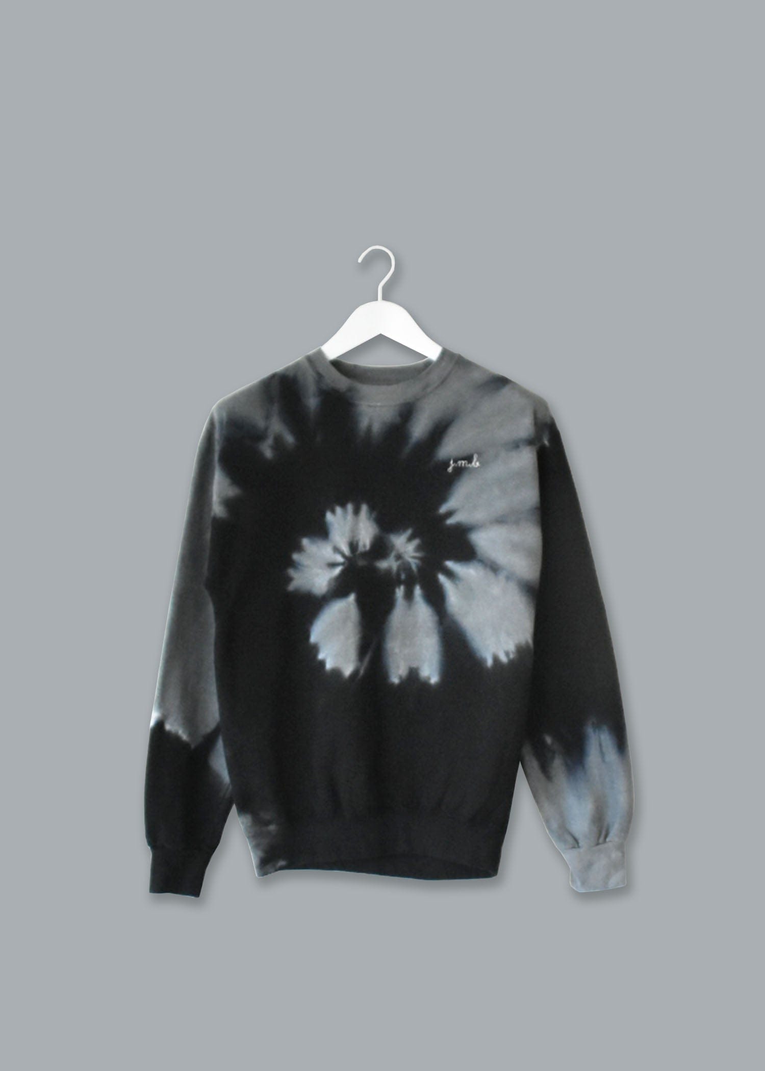 Tie dye sweatshirt with shop name embroidered