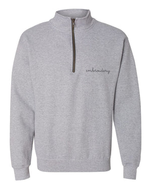 Adult Half Zip Fleece (Unisex) juju + stitch Adult S / Heather Gray custom personalized script embroidered half-zip fleece sweatshirt