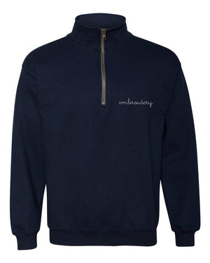 Adult Half Zip Fleece (Unisex) juju + stitch Adult S / Navy custom personalized script embroidered half-zip fleece sweatshirt