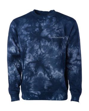 juju + stitch Personalized Custom Embroidered Sweatshirts & Hoodies Adult S / Navy Swirl Adult Tie-Dye Crewneck Fleece Sweatshirt (Unisex)