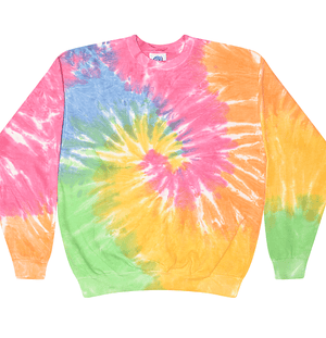 Adult Tie-Dye Crewneck Fleece Sweatshirt (Unisex) juju + stitch Adult S / Pastel Rainbow custom personalized script embroidered tie dye crewneck fleece sweatshirt