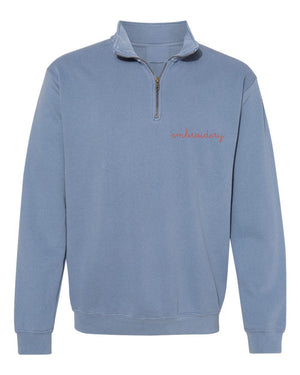 juju + stitch Personalized Custom Embroidered Sweatshirts & Hoodies Adult S / Vintage Blue Adult Vintagewash Half Zip Fleece Sweatshirt (Unisex)
