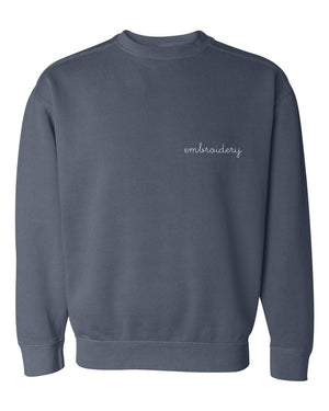 Adult Vintagewash Crewneck Sweatshirt (Unisex) juju + stitch Adult S / Denim custom personalized script embroidered crewneck sweatshirt