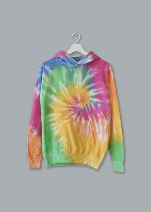 Adult Tie-Dye Pullover Hooded Sweatshirt (Unisex) juju + stitch Adult XL / Pastel Rainbow custom personalized script embroidered tie dye hoodie