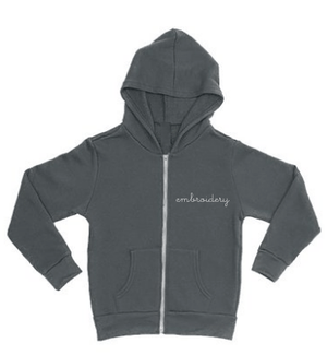Adult Zip Fleece Hoodie (Unisex) juju + stitch Adult XL / Solid Asphalt custom personalized script embroidered zip-up fleece sweatshirt