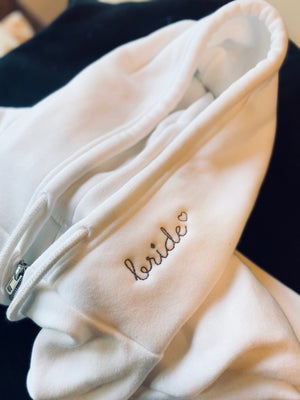 Adult Zip Fleece Hoodie (Unisex) juju + stitch Adult XL / Solid White custom personalized script embroidered zip-up sweatshirt