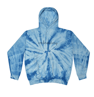 Adult Tie-Dye Pullover Hooded Sweatshirt (Unisex) juju + stitch Adult XL / Spiral Baby Blue custom personalized script embroidered tie dye hoodie