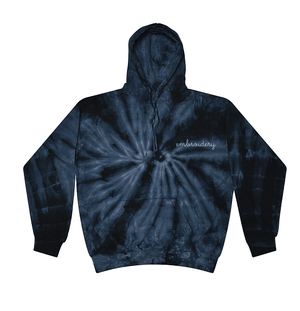 Adult Tie-Dye Pullover Hooded Sweatshirt (Unisex) juju + stitch Adult XL / Spiral Navy custom personalized script embroidered tie dye hoodie