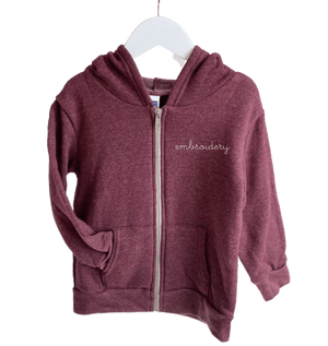 Adult Zip Fleece Hoodie (Unisex) juju + stitch Adult XL / Tri Burgundy custom personalized script embroidered zip-up fleece sweatshirt