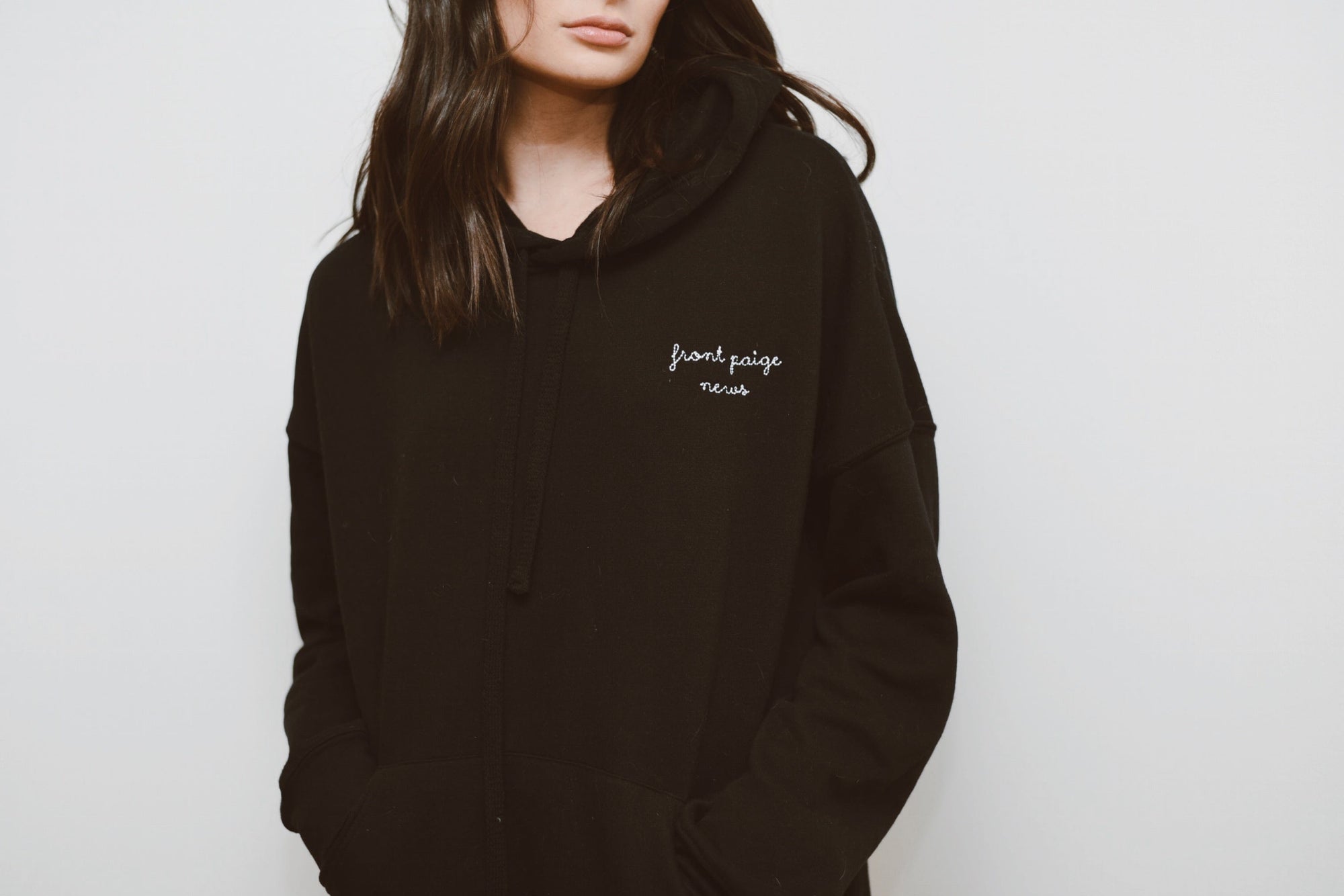 juju + stitch Personalized Custom Embroidered Sweatshirts & Hoodies ADULT XS / Black juju x Front Paige News Hoodie