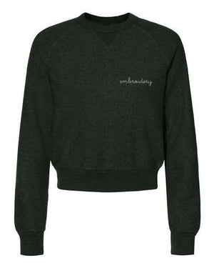 juju + stitch Personalized Custom Embroidered Sweatshirts & Hoodies Adult XS / Black Ladies' Teddy Cropped Crewneck Sweatshirt